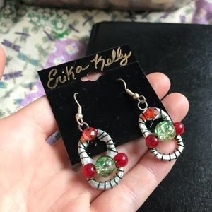 Christmas Colors Upcycled Bottle Top Earrings